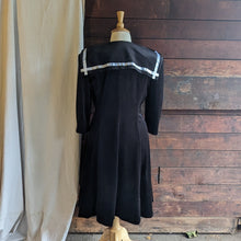 Load image into Gallery viewer, 80s/90s Vintage Black Velvet Midi Sailor Dress
