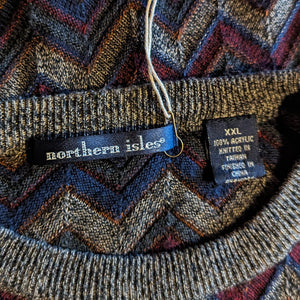 90s Vintage Men's Plus Size Zigzag Knit Sweater