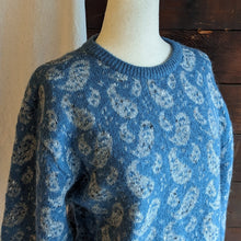 Load image into Gallery viewer, 80s Vintage Blue Paisley Wool Blend Sweater
