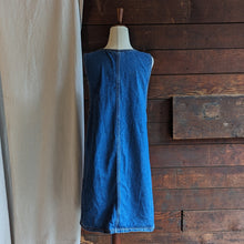 Load image into Gallery viewer, 90s Vintage Embroidered Denim Jumper Dress

