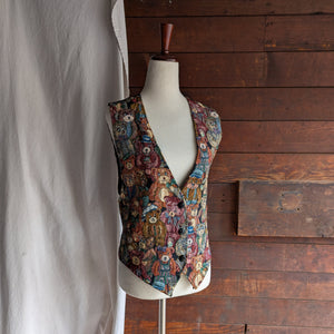 90's Vintage Teddy Bear Tapestry Vest