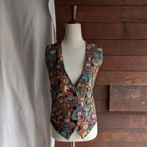 90's Vintage Teddy Bear Tapestry Vest