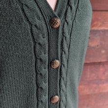 Load image into Gallery viewer, 90s Vintage Green Cable Knit Cardigan
