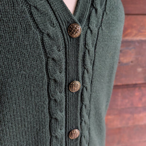 90s Vintage Green Cable Knit Cardigan