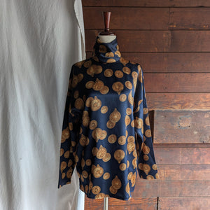 90s Vintage Navy Clock Blouse