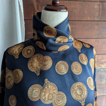 Load image into Gallery viewer, 90s Vintage Navy Clock Blouse
