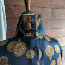 Load image into Gallery viewer, 90s Vintage Navy Clock Blouse
