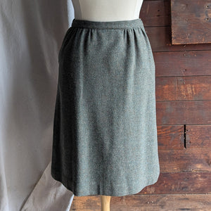 80s Vintage Sage Green Tweed Skirt