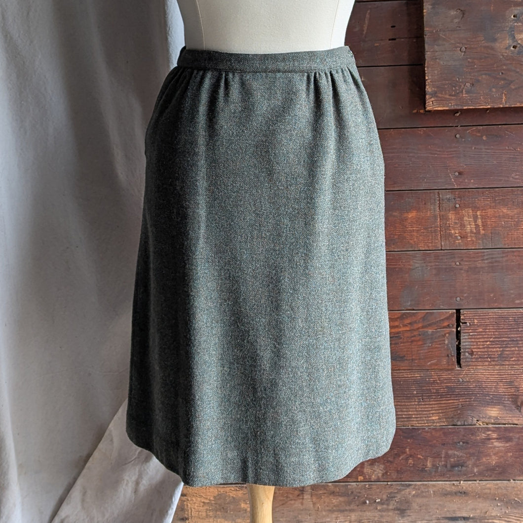 80s Vintage Sage Green Tweed Skirt