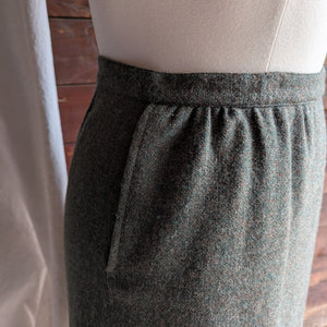 80s Vintage Sage Green Tweed Skirt