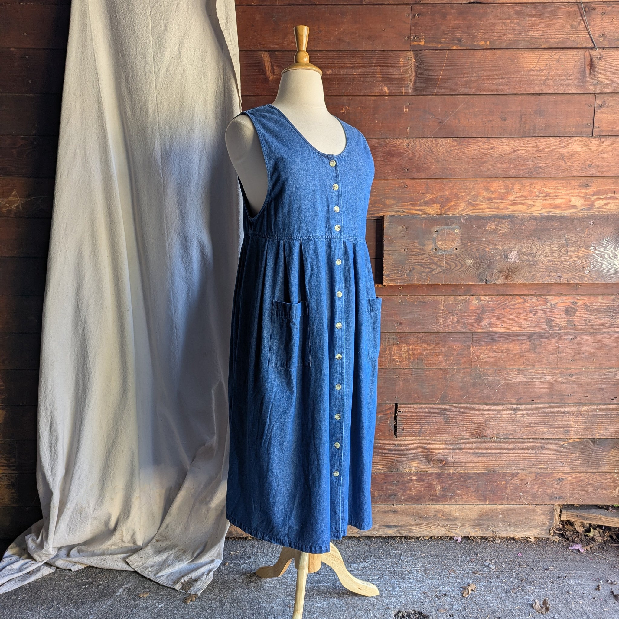 90s Vintage Denim Pinafore Dress