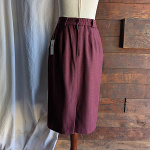 90s Vintage Burgundy Wool Midi Skirt