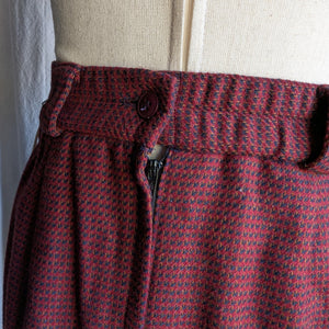 90s Vintage Burgundy Wool Midi Skirt