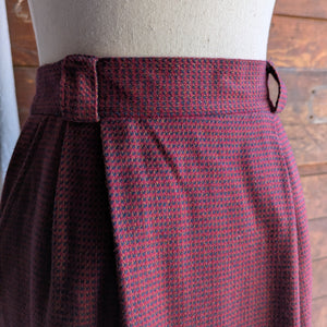 90s Vintage Burgundy Wool Midi Skirt