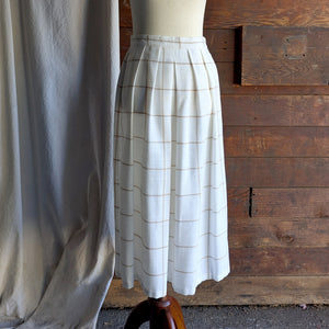 80s Vintage White Windowpane Check Skirt