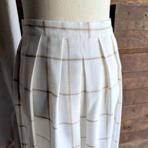 80s Vintage White Windowpane Check Skirt