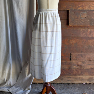 80s Vintage White Windowpane Check Skirt