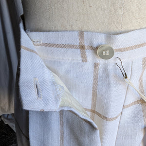 80s Vintage White Windowpane Check Skirt