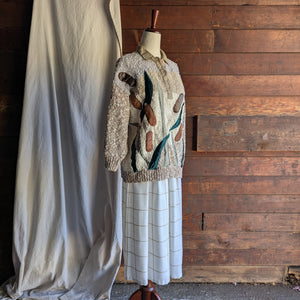 80s Vintage White Windowpane Check Skirt