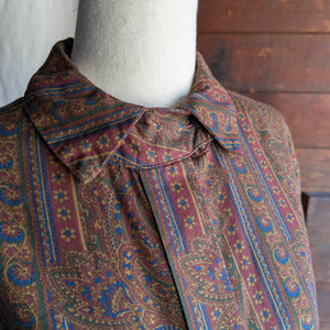 90s Vintage Brown Paisley Blouse