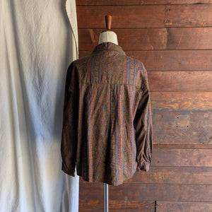 90s Vintage Brown Paisley Blouse