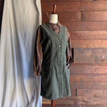 Load image into Gallery viewer, 90s Vintage Olive Green Flannel Sleeveless Dress
