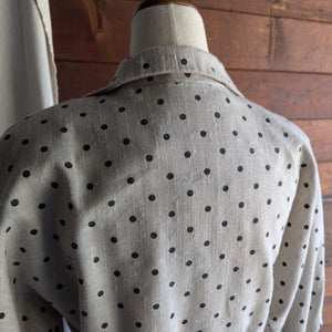 80s Vintage Beige Batwing Polkadot Dress