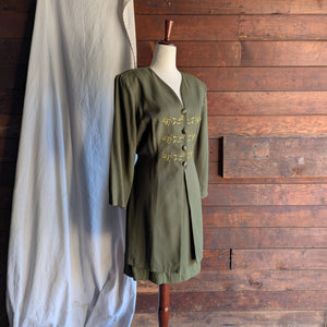 90s Vintage Olive Layered Dress