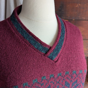 90s Vintage Chunky Burgundy Wool Sweater