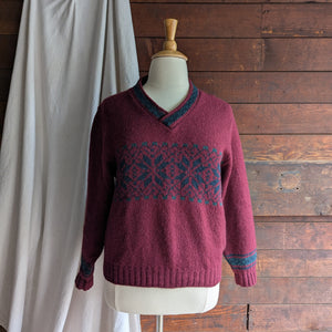 90s Vintage Chunky Burgundy Wool Sweater