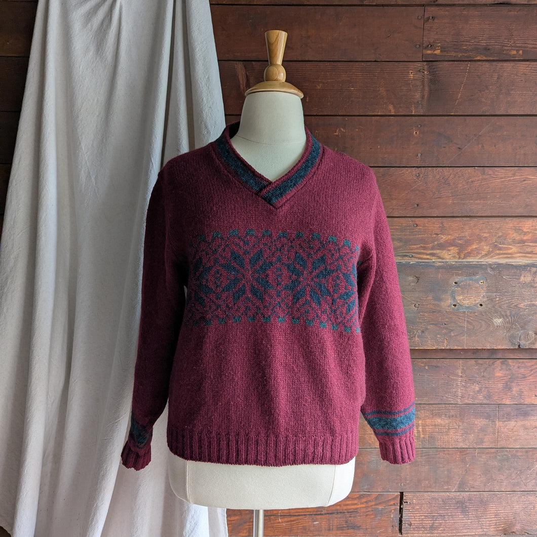 90s Vintage Chunky Burgundy Wool Sweater