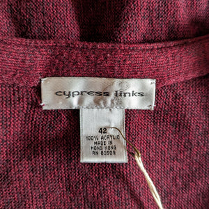 90s Vintage Burgundy V-Neck Cardigan