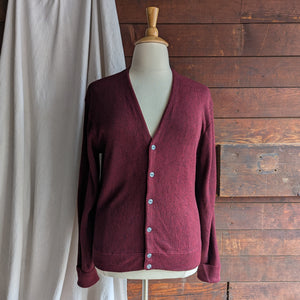 90s Vintage Burgundy V-Neck Cardigan