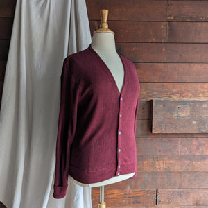 90s Vintage Burgundy V-Neck Cardigan