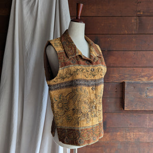 90s Vintage Tan Tapestry Vest