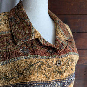 90s Vintage Tan Tapestry Vest