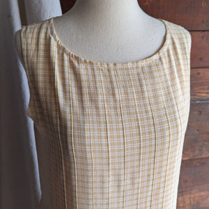 90s Vintage Yellow Gingham Sleeveless Dress