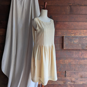 90s Vintage Yellow Gingham Sleeveless Dress