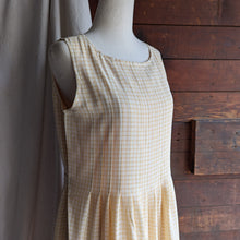 Load image into Gallery viewer, 90s Vintage Yellow Gingham Sleeveless Dress
