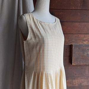 90s Vintage Yellow Gingham Sleeveless Dress