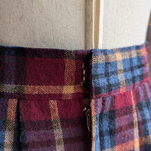 70s/80s Vintage Plaid Tweed Knee-Length Skirt