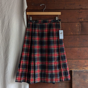 80s Vintage Plaid Wool Wrap Skirt