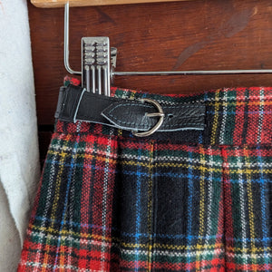 80s Vintage Plaid Wool Wrap Skirt