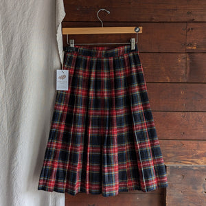 80s Vintage Plaid Wool Wrap Skirt