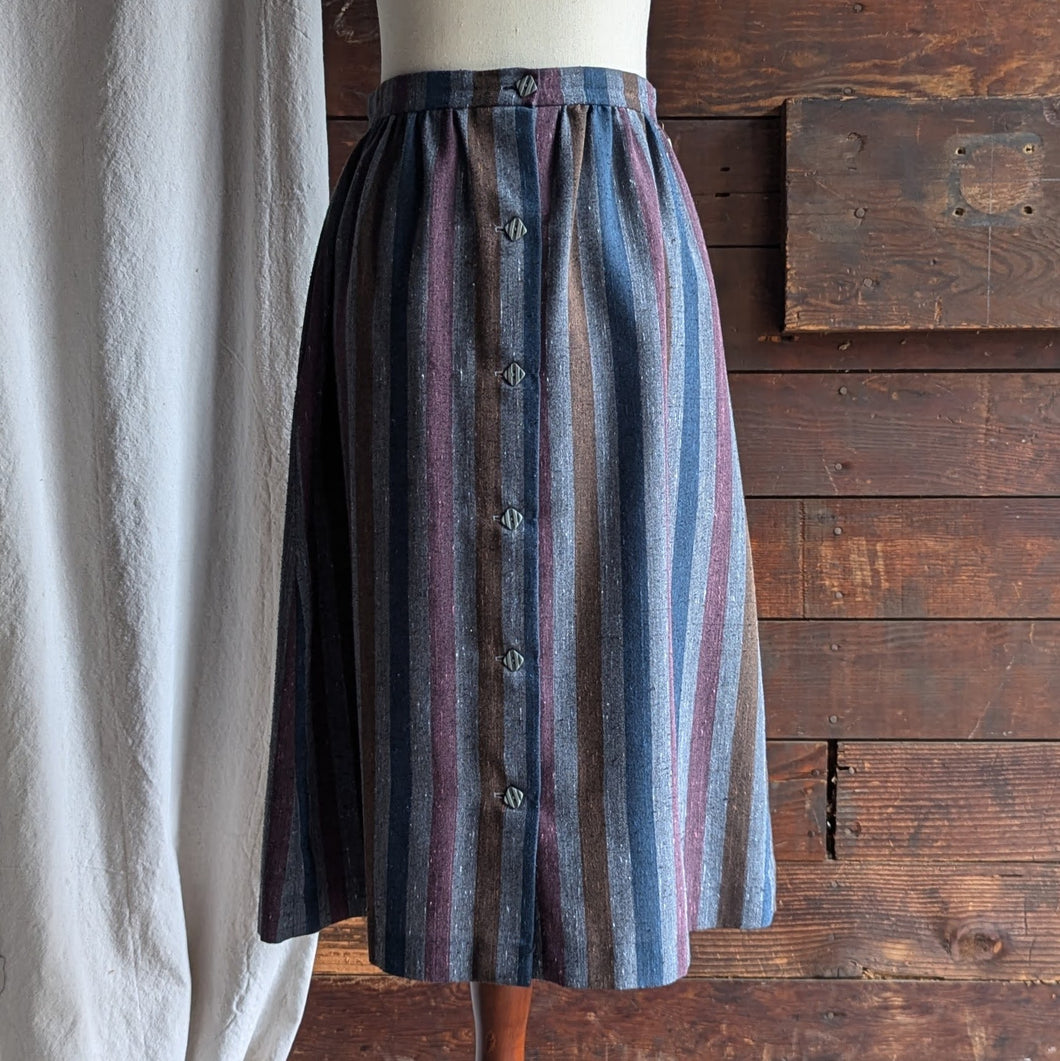 80s Vintage Grey Striped Homemade Skirt