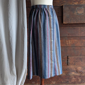 80s Vintage Grey Striped Homemade Skirt