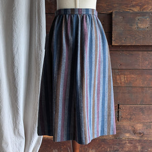 80s Vintage Grey Striped Homemade Skirt