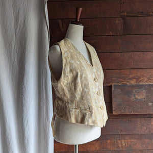 90s Vintage Pale Yellow Striped Paisley Vest