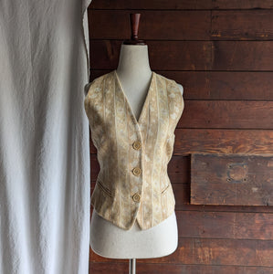 90s Vintage Pale Yellow Striped Paisley Vest