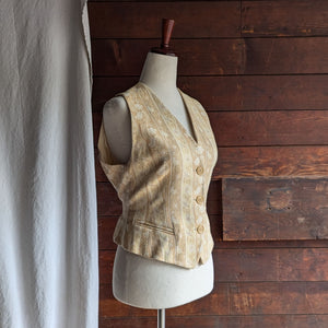 90s Vintage Pale Yellow Striped Paisley Vest